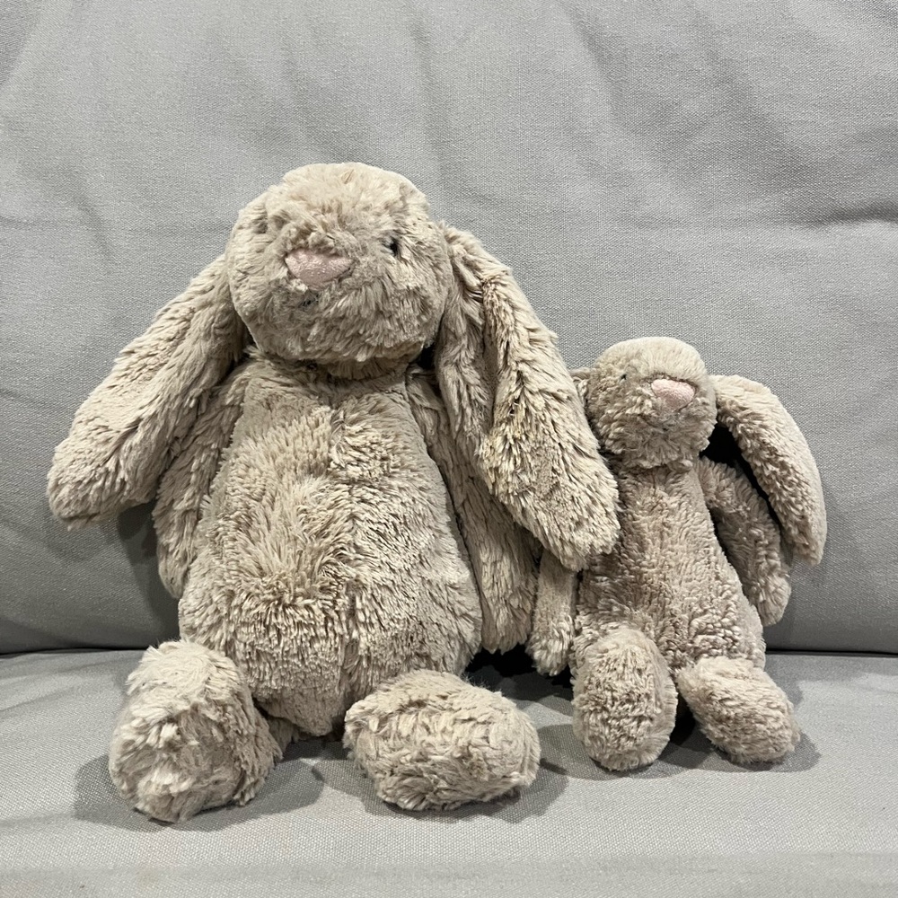 TWO Jellycat Bashful Bunny - plush toys
One 11” and one 7.5”